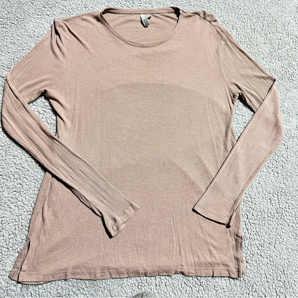 ASOS Women’s Ribbed Long Sleeve Top – Taupe, Size US 6 (